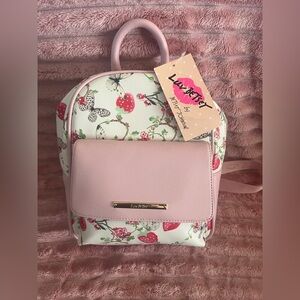 Betsy Johnson Pink and Cream Floral Backpack nwt